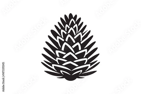 Fototapeta simple and unobtrusive Pine cone vector silhouette illustration isolated in white background