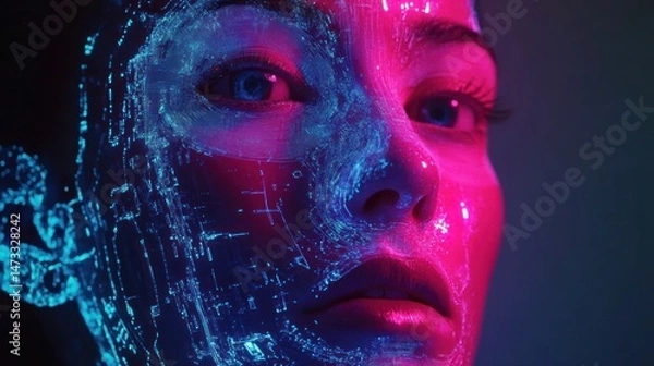 Obraz Woman's face with digital overlay