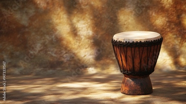Fototapeta A blank drum in an African tribal setting, ready for designs.
