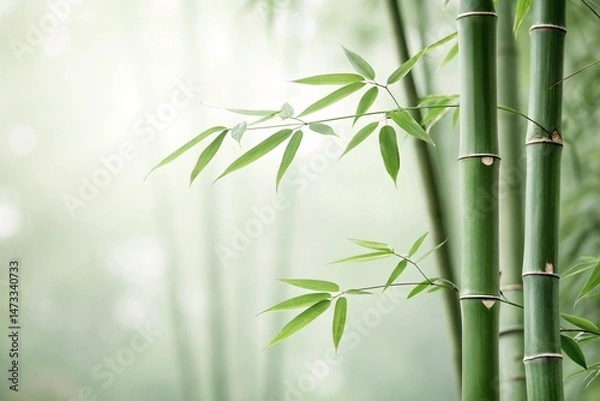 Fototapeta Serene Bamboo Forest with Soft Light and Gentle Greenery
