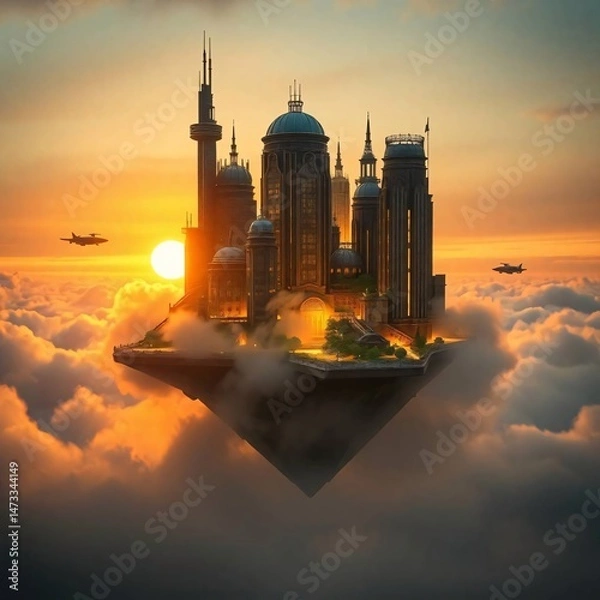 Obraz Floating City at Sunset.