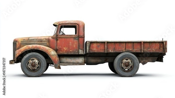 Fototapeta Rusty old truck, side view