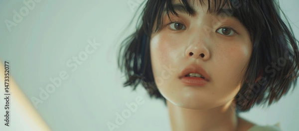 Obraz Clean Skincare Ad Look with Fresh-Faced Korean Model