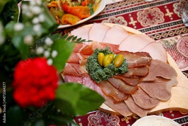 Fototapeta meat and vegetables