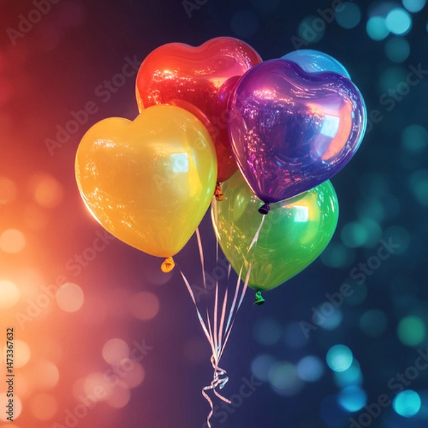Obraz Floating pride balloons in bright glowing ambient light