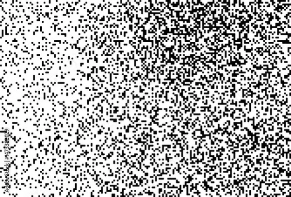 Fototapeta Monochrome Digital Noise Pattern Texture , A glitch-inspired monochrome digital pattern made of pixelated dot noise. Great for tech visuals, backgrounds, and experimental designs.