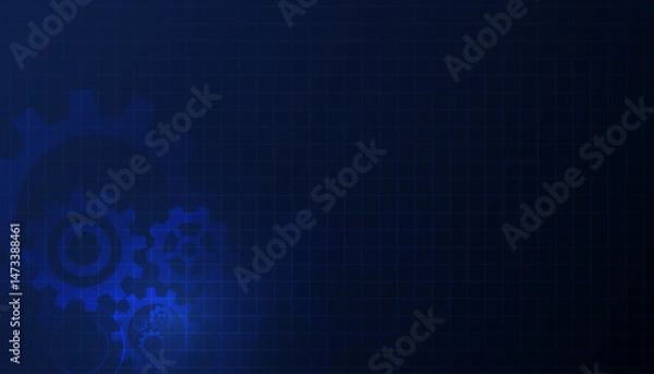 Obraz Blue futuristic technology background with glowing gears