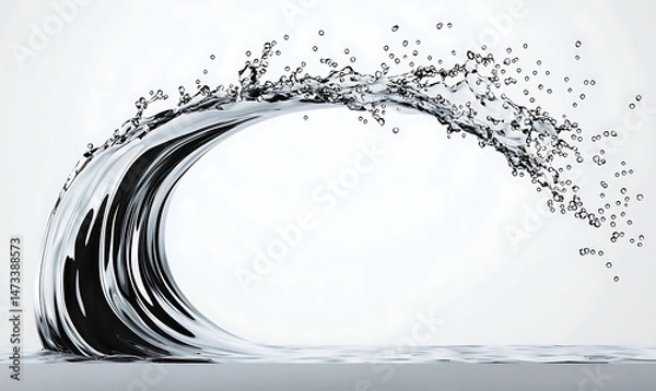 Fototapeta Clear water waves. Water wave isolated on white background.