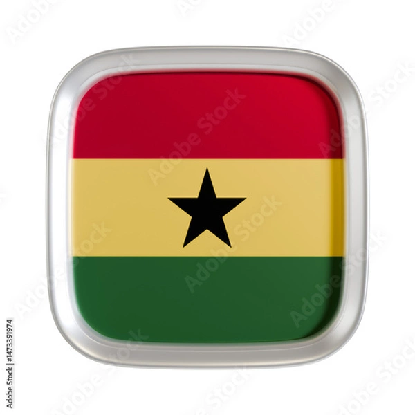 Fototapeta Ghana flag 3d square icon.