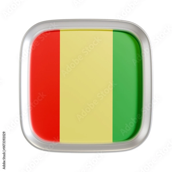 Fototapeta Guinea flag 3d square icon.