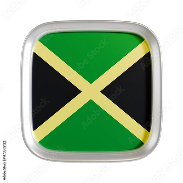 Fototapeta Jamaica flag 3d square icon.