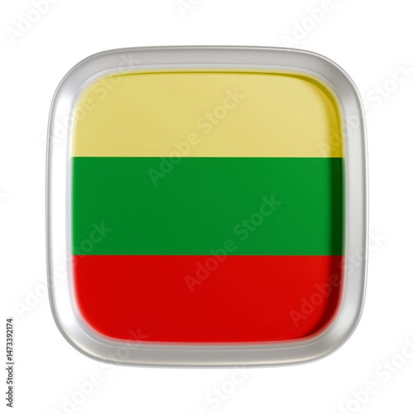Fototapeta Lithuania flag 3d square icon.