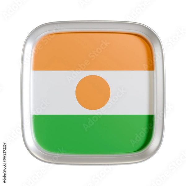 Fototapeta Niger flag 3d square icon.