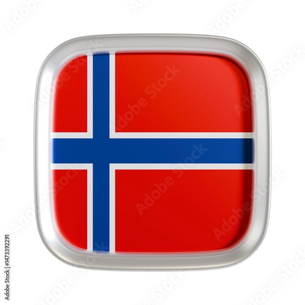 Fototapeta Norway flag 3d square icon.