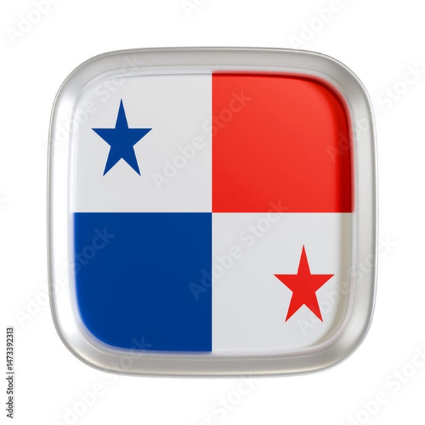 Fototapeta Panama flag 3d square icon.