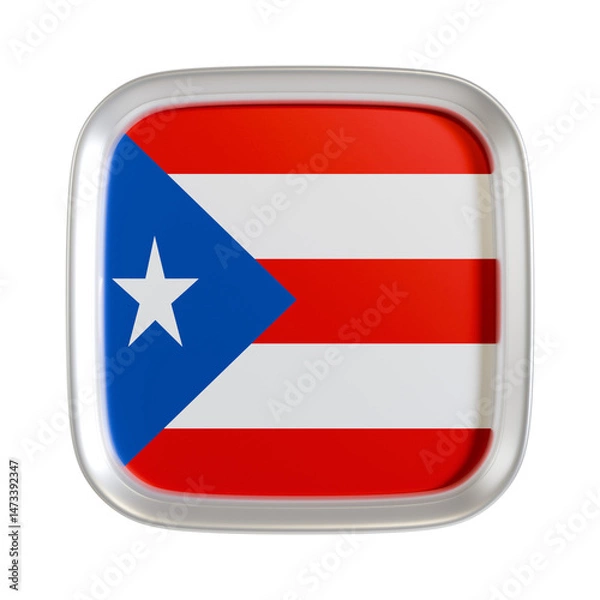 Fototapeta Puerto rico flag 3d square icon.