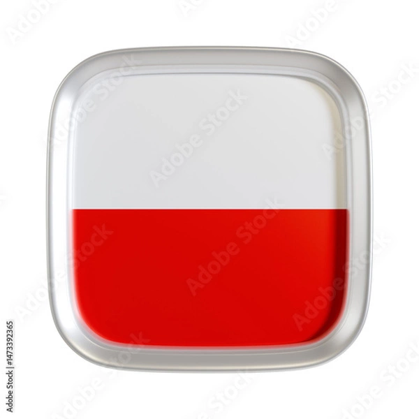 Fototapeta Poland flag 3d square icon.