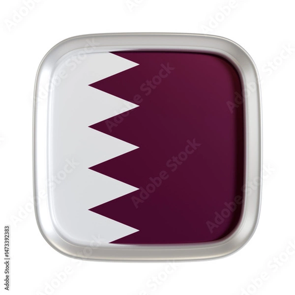 Fototapeta Qatar flag 3d square icon.
