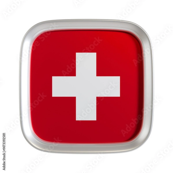 Fototapeta Switzerland flag 3d square icon.