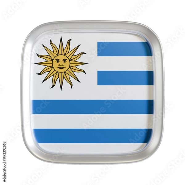 Fototapeta Uruguay flag 3d square icon.