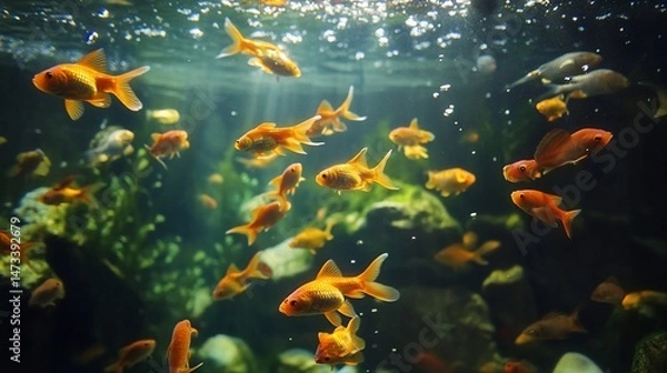 Fototapeta Goldfish in an aquarium