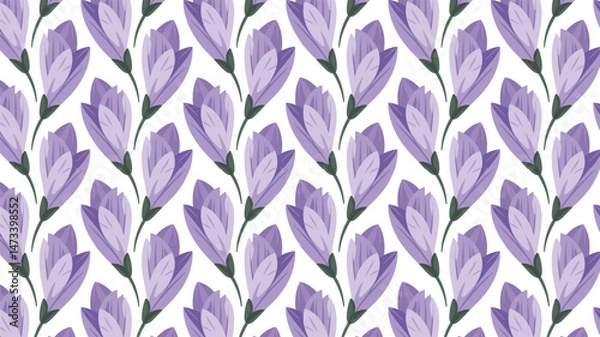 Fototapeta Purple color flower petals seamless repeating pattern on white background