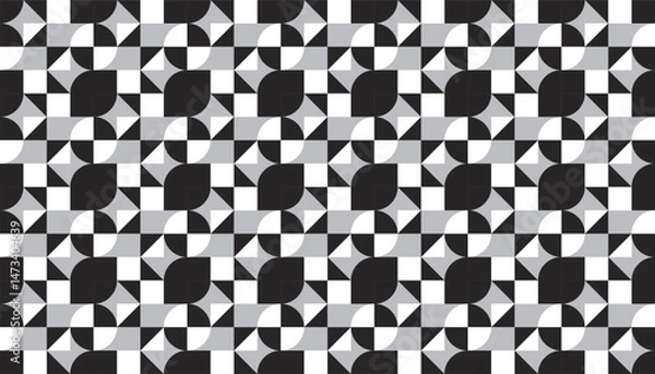 Fototapeta Modern Black and White Geometric Pattern – Abstract Seamless Background for Textile, Wallpaper, or Digital Design