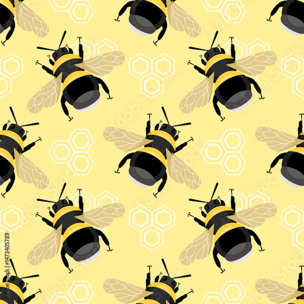 Obraz Basic shape geometry of honey bee seamless vector illustration design.