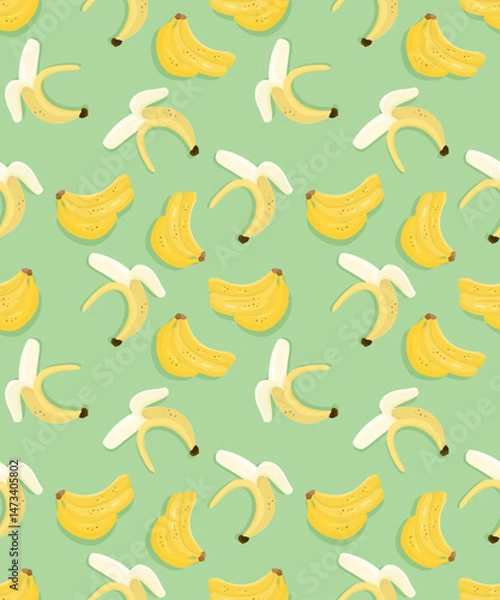 Obraz Pastel cute banana seamless pattern vector illustration design for background, wrap, paper, texture.