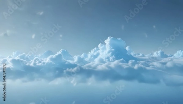 Fototapeta Ethereal light blue gradient background with blurry cloud-like forms, ideal for design , airy, texture, peaceful