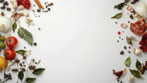 Fototapeta Aromatic Culinary Display of Fresh and Dried Ingredients