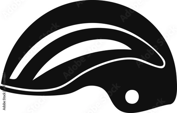 Fototapeta Vector Silhouette of a Simplistic Futuristic Helmet with Minimalist Design in Full Black – High Contrast Monochrome Headgear Illustration