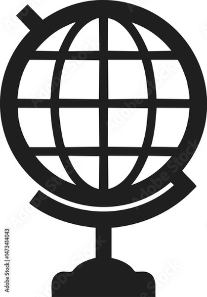 Fototapeta Realistic Black and White Vector Illustration of a 3D Globe Featuring Sharp Details High Contrast and a Clean Minimalist Design