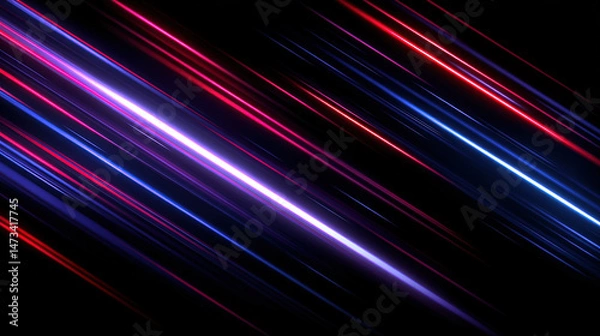 Fototapeta Diagonal Anime Speed Lines. Fast speed glowing flashing lines streaks