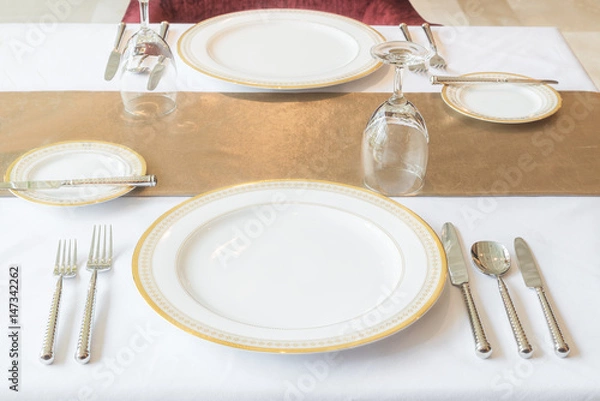 Fototapeta Modern tableware on table contemporary