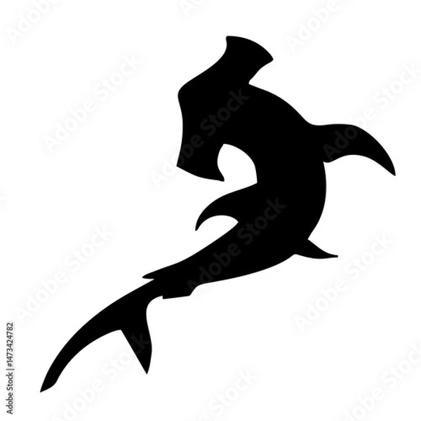 Obraz Vector flat hammerhead shark silhouette isolated on white background