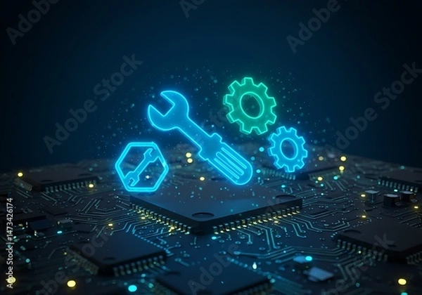 Obraz Computer Repair Tools on Circuit Board for Electronic Servicing