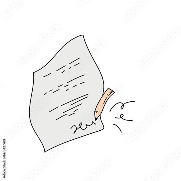 Obraz 書類にサインしているシンプルなアイコン