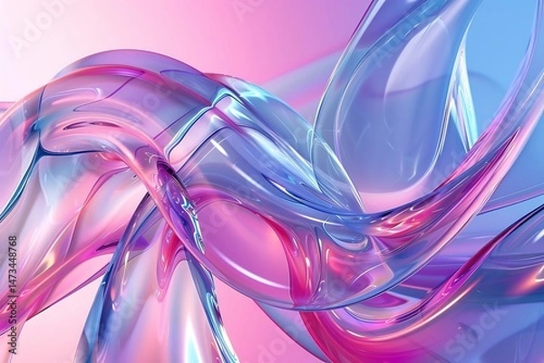 Fototapeta Colorful Abstract Digital Art with Fluid Shapes and Vibrant Hues