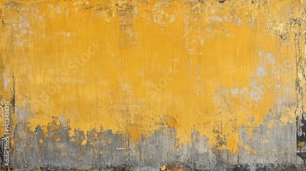 Fototapeta Grunge texture plain background warm mustard yellow softly faded with worn edges