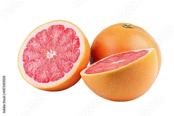 Fototapeta Close up of sliced grapefruit with orange peel on transparent background png