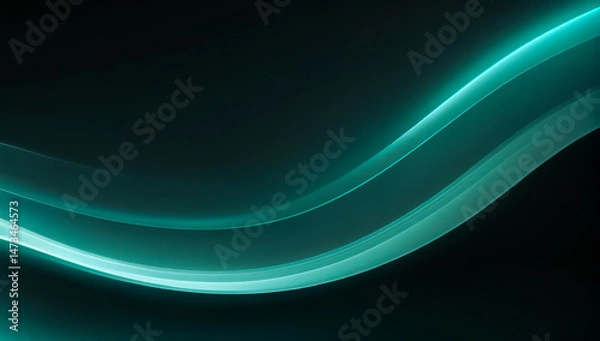 Fototapeta Abstract teal wave pattern on dark background creating a flowing effect.