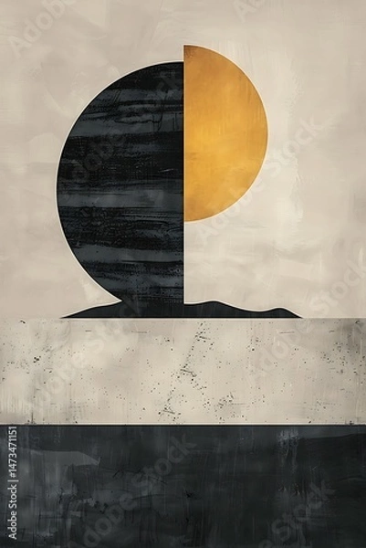 Fototapeta Abstract Minimalist Art with Geometric Shapes in Neutral Tones