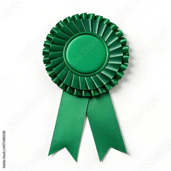 Obraz  Green Award Rosette on White Background