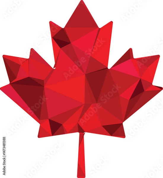 Obraz red origami mapple leaf, mapple leaf vector illustration