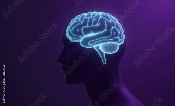 Fototapeta Agile brain visualization training dark purple background grayscale concept