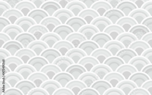 Fototapeta Pastel SEIGAIHA Seamless Pattern – Gray Tones (Vector),A seamless Japanese Seigaiha wave pattern in soft pastel colors. This vector file is fully editable and perfect for textile, packaging, prod.