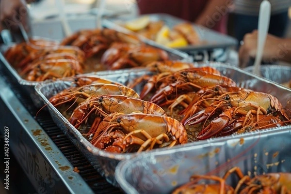 Obraz View of cooked crawfish