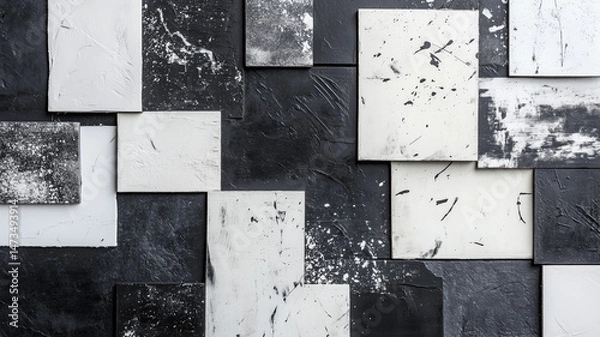 Fototapeta An overlay texture of distressed concrete overlaying modern white and black sketches.

