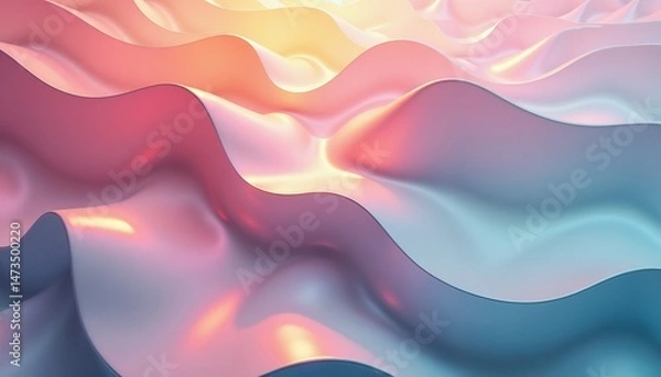 Obraz Abstract colorful smooth reflective pattern with pearl tones, soft curves